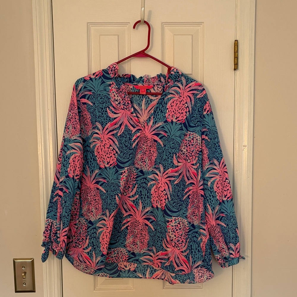 Lilly Pulitzer Pink and Blue Sherita Blouse